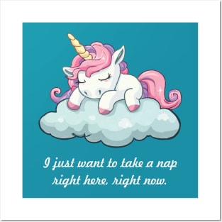 Unicorn taking a nap Posters and Art